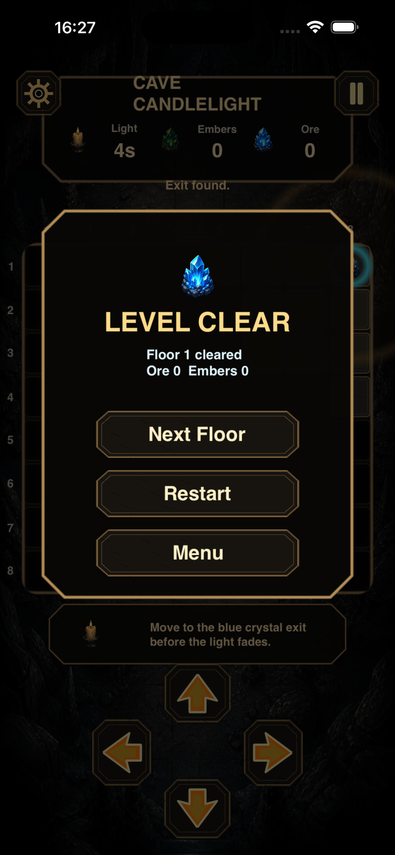 Candle Cavern Trail level clear screenshot